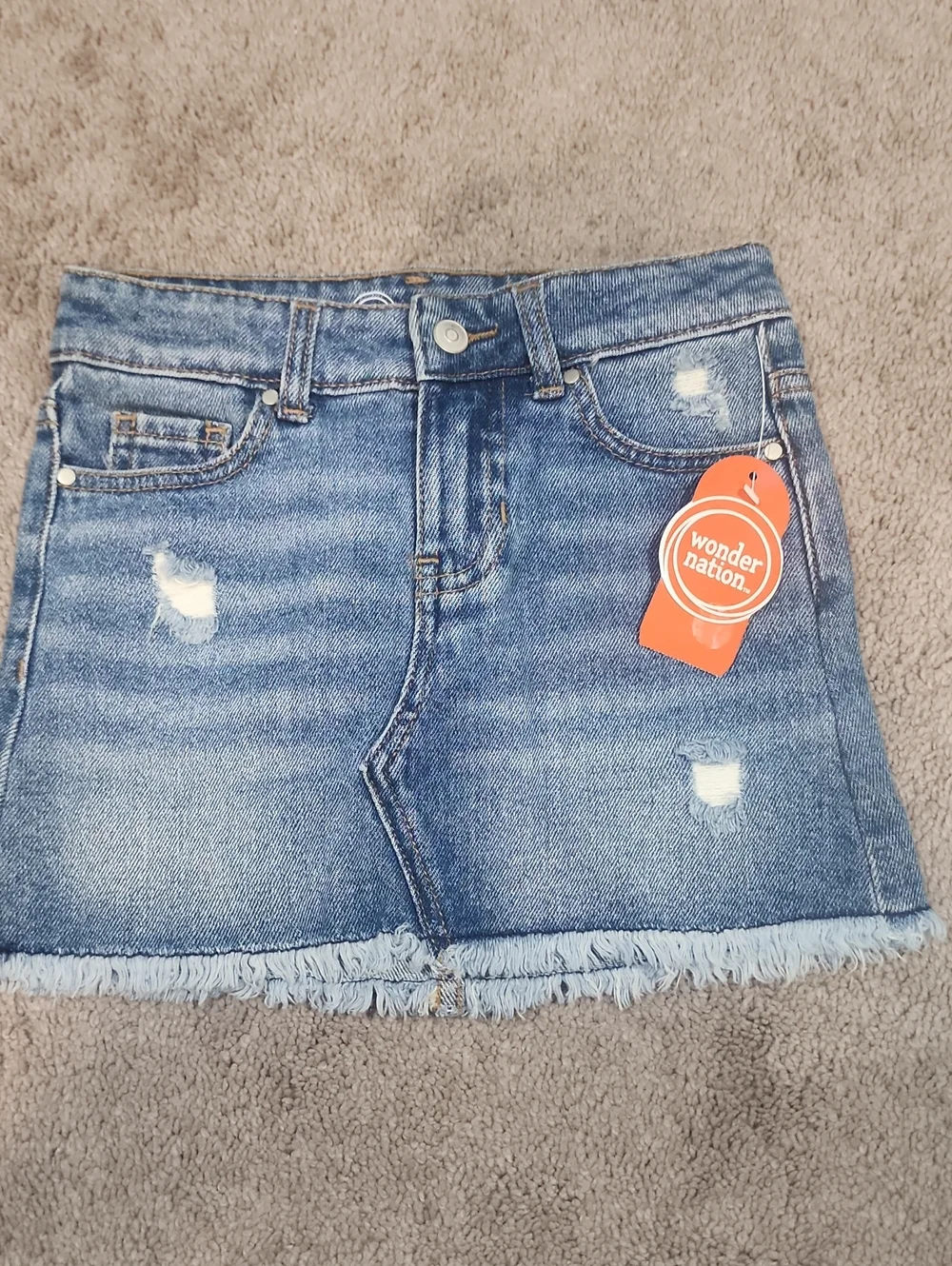 Wonder Nation Denim Mini Skirt with Frayed Hem XS (4-5)